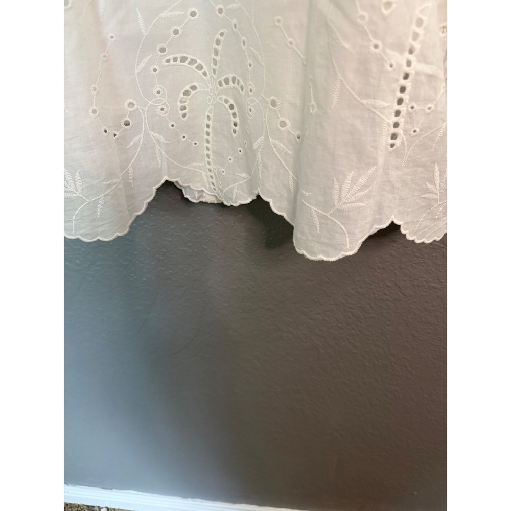 Roller Rabbit White Eyelet Palm Tree Shirt Dress Tunic Med Long Sleeve Slip - Picture 10 of 12